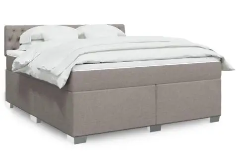 Pat continental cu saltea, gri taupe, 180x200 cm, textil - 1/5