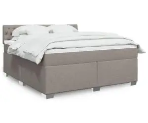 vidaXL Pat continental cu saltea, gri taupe, 180x200 cm, textil