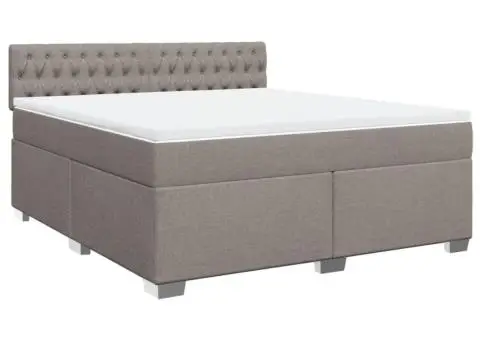 Pat continental cu saltea, gri taupe, 180x200 cm, textil - 2/5