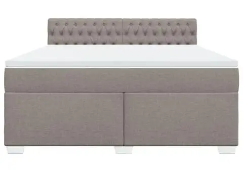 Pat continental cu saltea, gri taupe, 180x200 cm, textil - 4/5