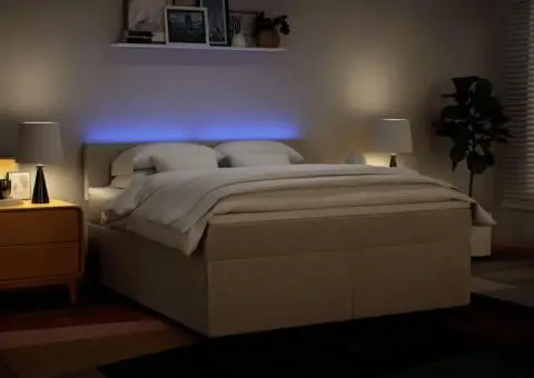 Pat continental cu saltea, crem, 180x200 cm, textil - 5/5