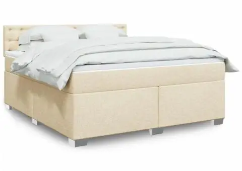 Pat continental cu saltea, crem, 180x200 cm, textil - 1/5