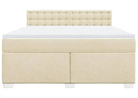 Pat continental cu saltea, crem, 180x200 cm, textil - 4/5