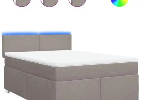 Pat box spring cu saltea, gri taupe, 140x200 cm, textil - 2/5
