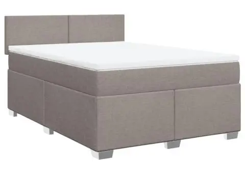 Pat box spring cu saltea, gri taupe, 140x200 cm, textil - 3/5