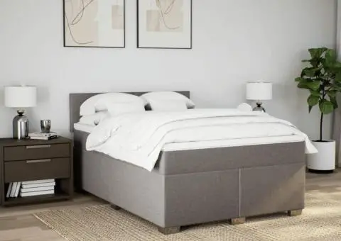 Pat box spring cu saltea, gri taupe, 140x200 cm, textil - 4/5