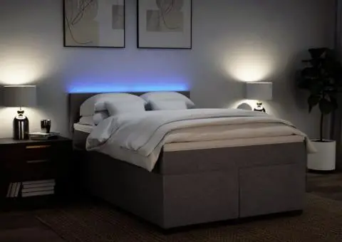 Pat box spring cu saltea, gri taupe, 140x200 cm, textil - 5/5