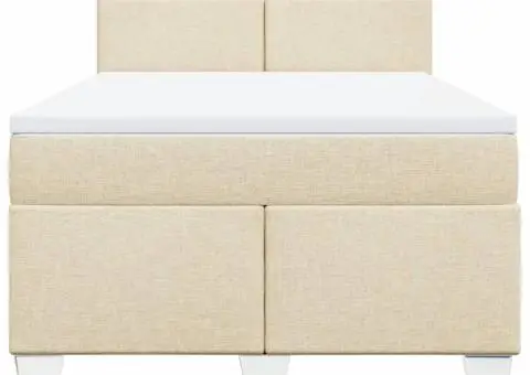 Pat box spring cu saltea, crem, 140x200 cm, textil - 4/5