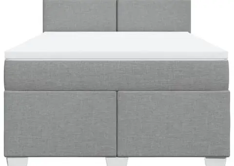 Pat box spring cu saltea, gri deschis, 140x190 cm, textil - 4/5