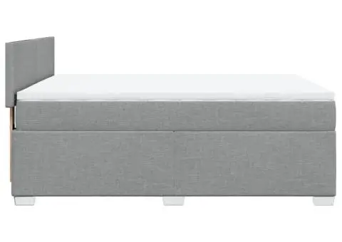 Pat box spring cu saltea, gri deschis, 140x190 cm, textil - 5/5