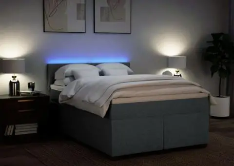 Pat box spring cu saltea, gri închis, 140x190 cm, textil - 5/5