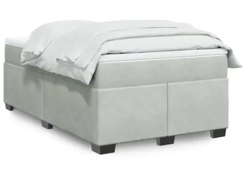 Pat continental cu saltea, gri deschis, 120x200 cm, catifea - 1/5