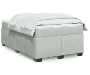 vidaXL Pat continental cu saltea, gri deschis, 120x200 cm, catifea