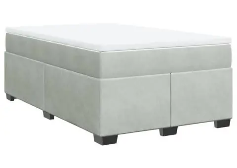 Pat continental cu saltea, gri deschis, 120x200 cm, catifea - 2/5