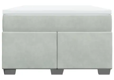 Pat continental cu saltea, gri deschis, 120x200 cm, catifea - 4/5