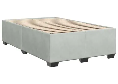 Pat continental cu saltea, gri deschis, 120x200 cm, catifea - 5/5