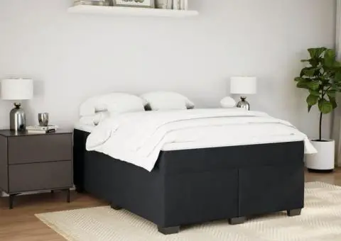 Pat box spring cu saltea, negru, 140x200 cm, catifea - 3/5