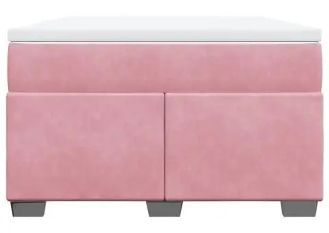 Pat box spring cu saltea, roz, 120x200 cm, catifea - 4/5