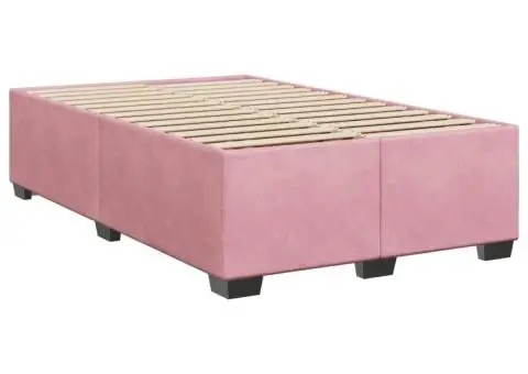Pat box spring cu saltea, roz, 120x200 cm, catifea - 5/5