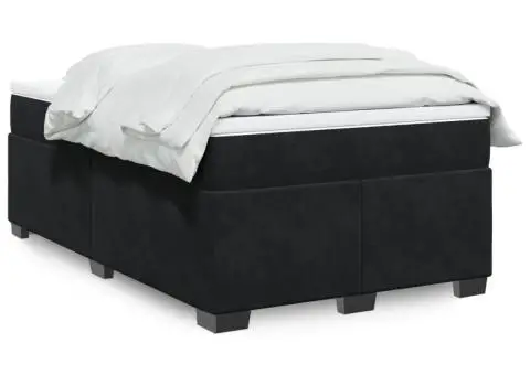 Pat box spring cu saltea, negru, 120x200 cm, catifea - 1/5