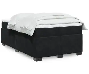 vidaXL Pat box spring cu saltea, negru, 120x200 cm, catifea