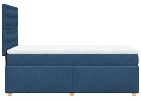 Pat box spring cu saltea, albastru, 90x190 cm, textil - 5/5