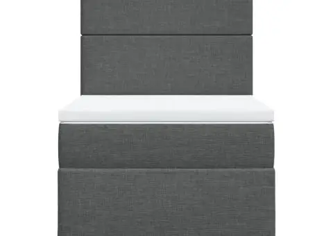 Pat box spring cu saltea, gri închis, 90x200 cm, textil - 4/5