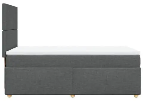 Pat box spring cu saltea, gri închis, 90x200 cm, textil - 5/5
