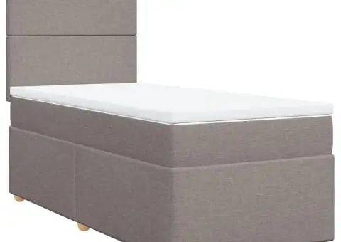 Pat box spring cu saltea, gri taupe, 90x200 cm, textil - 2/5