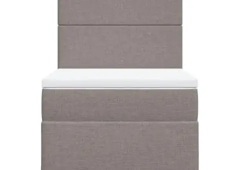 Pat box spring cu saltea, gri taupe, 90x200 cm, textil - 4/5