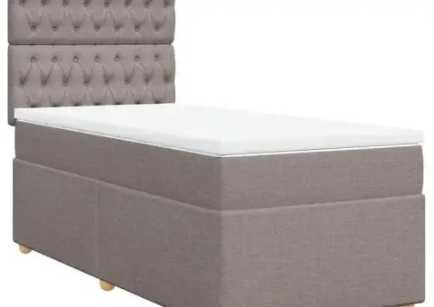 Pat box spring cu saltea, gri taupe, 90x200 cm, textil - 2/5