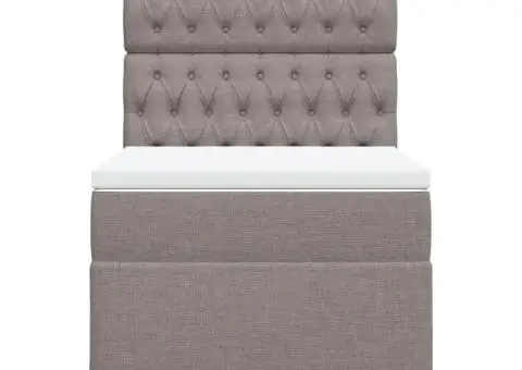 Pat box spring cu saltea, gri taupe, 90x200 cm, textil - 4/5