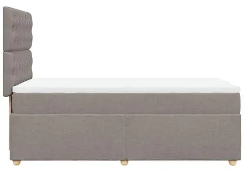 Pat box spring cu saltea, gri taupe, 90x200 cm, textil - 5/5