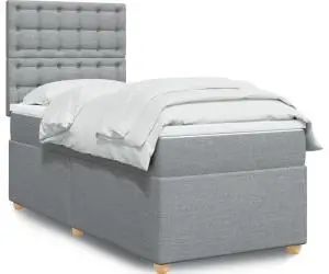 vidaXL Pat box spring cu saltea, gri deschis, 100x200 cm, textil