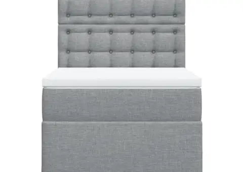 Pat box spring cu saltea, gri deschis, 100x200 cm, textil - 4/5