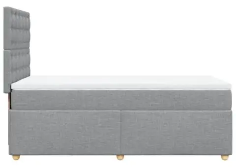 Pat box spring cu saltea, gri deschis, 100x200 cm, textil - 5/5