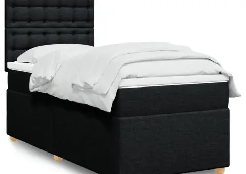 Pat box spring cu saltea, negru, 100x200 cm, textil - 1/5