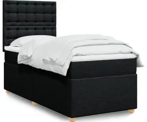 vidaXL Pat box spring cu saltea, negru, 100x200 cm, textil
