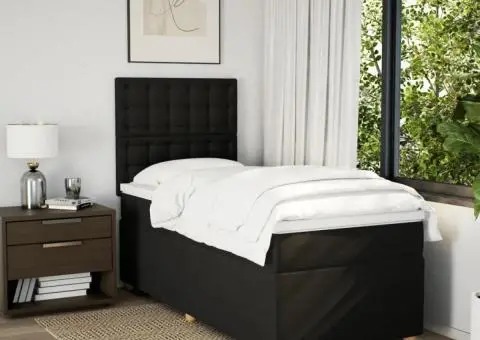 Pat box spring cu saltea, negru, 100x200 cm, textil - 3/5