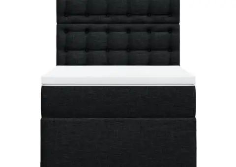 Pat box spring cu saltea, negru, 100x200 cm, textil - 4/5