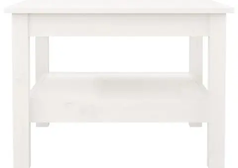 idaXL Măsuță de cafea, alb, 55x55x40 cm, lemn masiv de pin - 3/5
