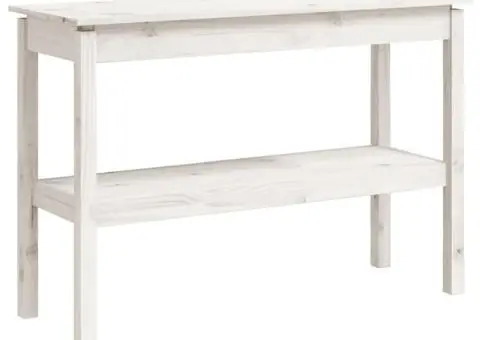 Masă consolă, alb, 110x40x75 cm, lemn masiv de pin - 2/5