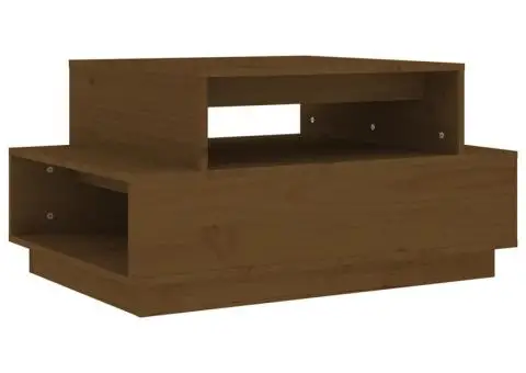 Măsuță de cafea, maro miere, 80x55x40,5 cm, lemn masiv de pin - 2/5