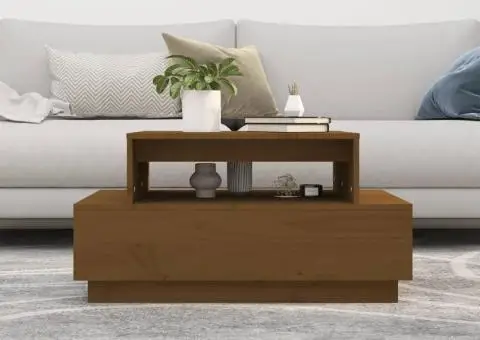 Măsuță de cafea, maro miere, 80x55x40,5 cm, lemn masiv de pin - 3/5