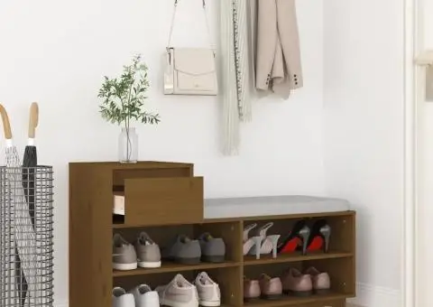 Pantofar, maro miere, 110x34x61 cm, lemn masiv de pin - 3/5