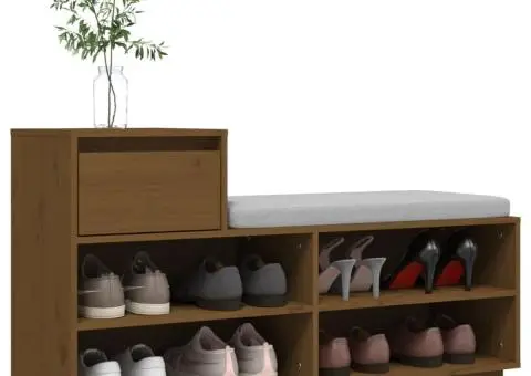 Pantofar, maro miere, 110x34x61 cm, lemn masiv de pin - 4/5