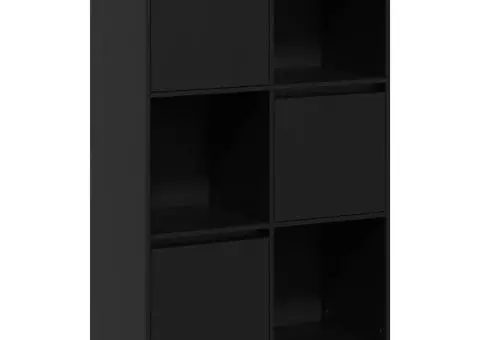 Dulap înalt, negru, 74x35x117 cm, lemn masiv de pin - 2/5