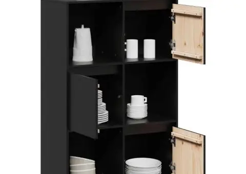 Dulap înalt, negru, 74x35x117 cm, lemn masiv de pin - 5/5