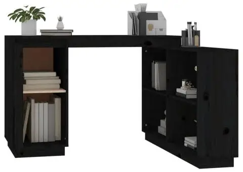 Birou, negru, 110x50x75 cm, lemn masiv de pin - 5/5