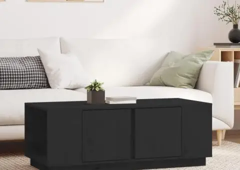 Măsuță de cafea, negru, 110x50x40 cm, lemn masiv de pin - 1/5